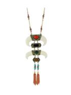 Shein Tibetan Design Colorful Beads Chain Tassel Long Necklace