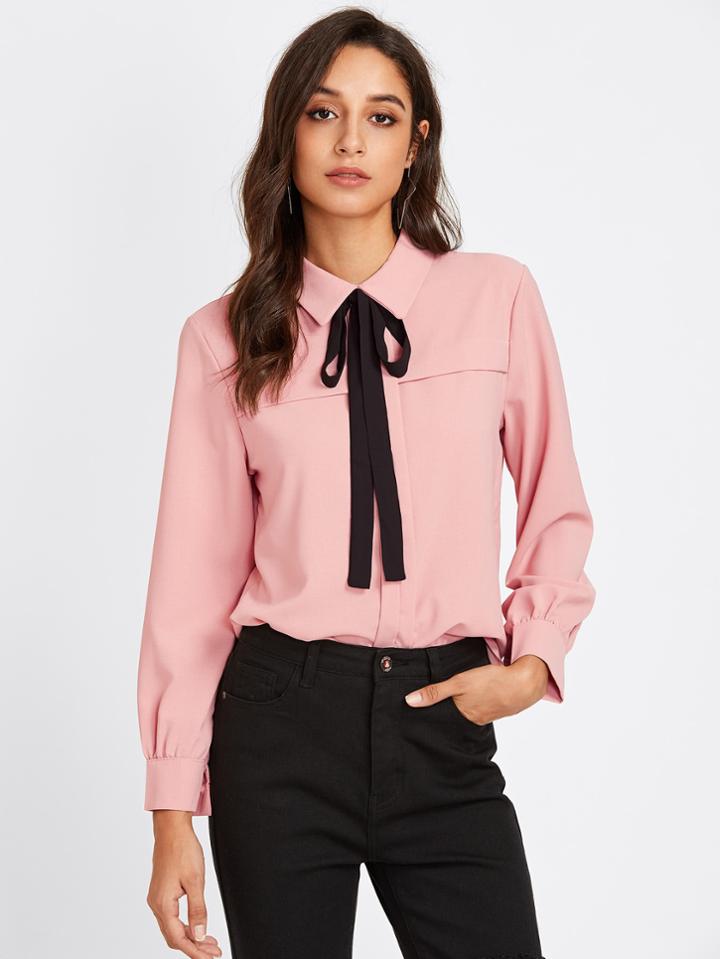 Shein Bow Tie Neckline Shirt