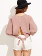 Shein Overlap Tie Back Dolman Sleeve Top