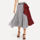 Shein Contrast Striped Ruffle Pleated Skirt
