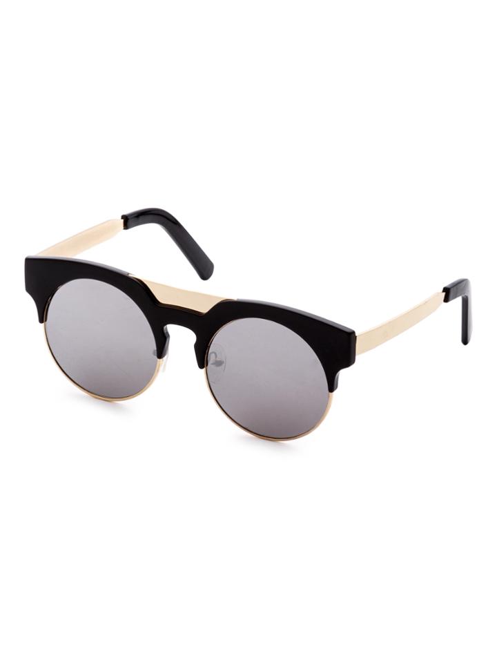 Shein Black And Gold Frame Round Sunglasses