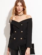 Shein Bardot Fold Over Military Blazer