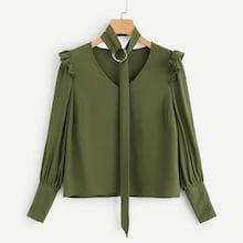 Shein Frill Trim Solid Top