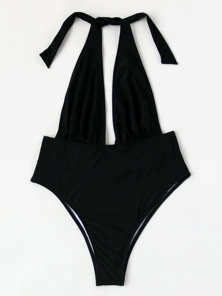 Shein Plunge Neckline Halter Monokini