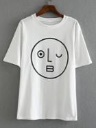 Shein White Smile Print T-shirt