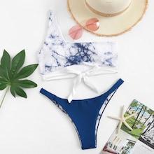 Shein One-shoulder Cut-out Random Pattern Bikini Set