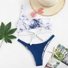 Shein One-shoulder Cut-out Random Pattern Bikini Set