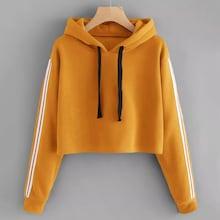Shein Varsity Striped Sleeve Crop Hoodie