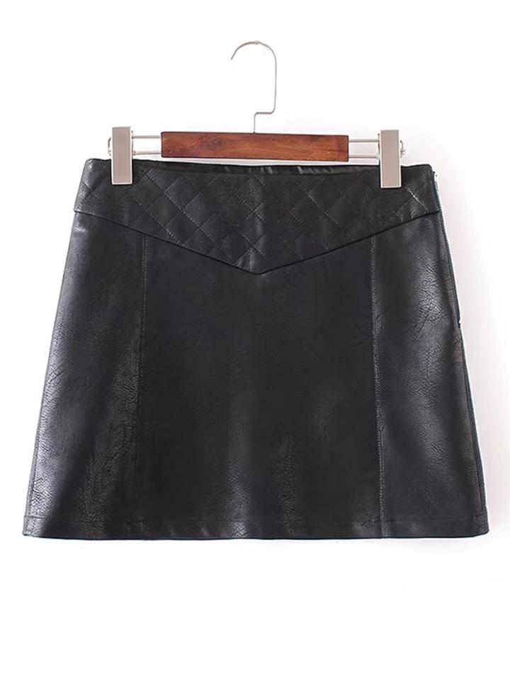 Shein Quilted Stitch Pu Mini Skirt