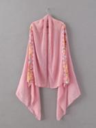 Shein Pink Floral Embroidered Voile Scarf
