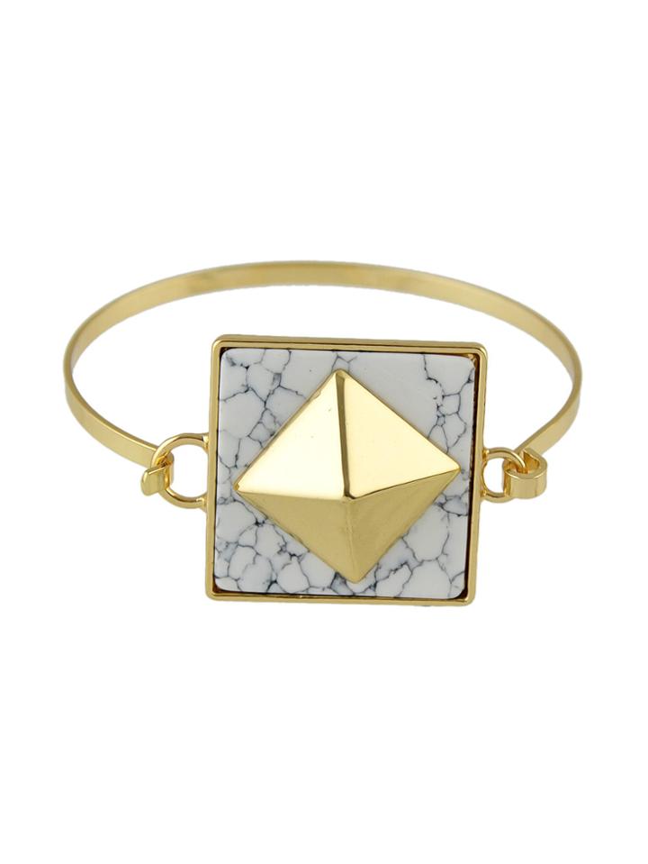 Shein White Color Bohemian Style White Black Marble Bracelet