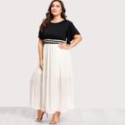 Shein Plus Flutter Sleeve Frilled Two Tone Dress
