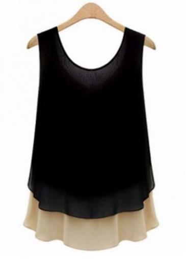 Rosewe Fine Quality Round Neck Sleeveless Chiffon T Shirts