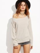 Shein Apricot Eyelet Drop Shoulder Lace Up Side Sweater