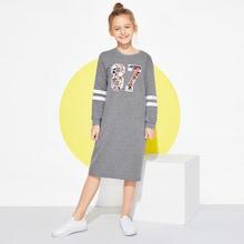 Shein Girls Letter Print Tunic Dress