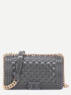 Shein Mini Dark Grey Quilted Flap Jelly Bag With Chain