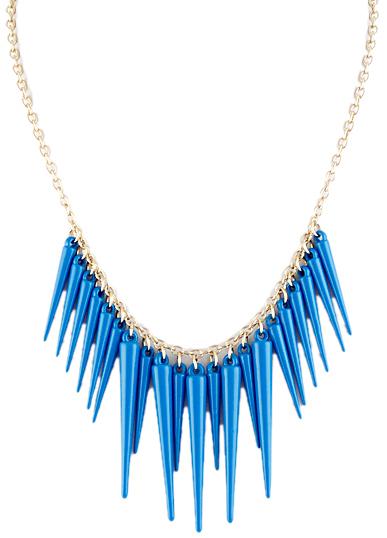 Shein Exaggerate Blue Plated Spike Necklace