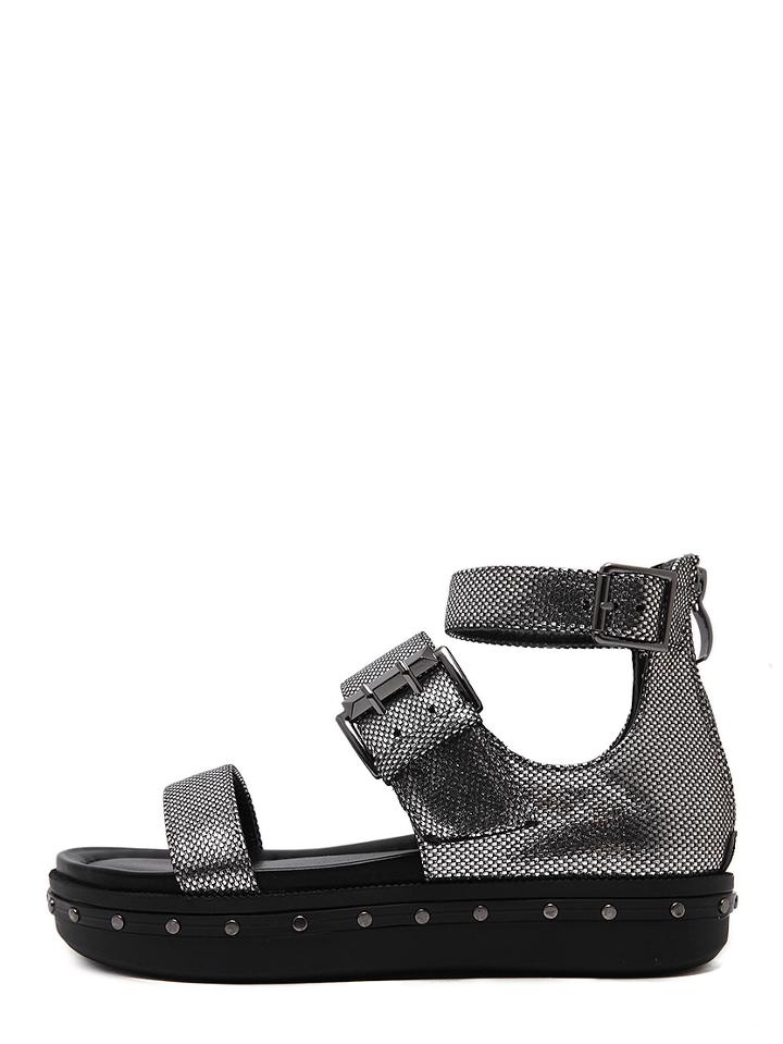 Shein Silver Open Toe Block Gladiator Sandals