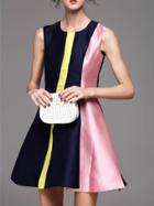Shein Navy Navy Color Block A-line Dress