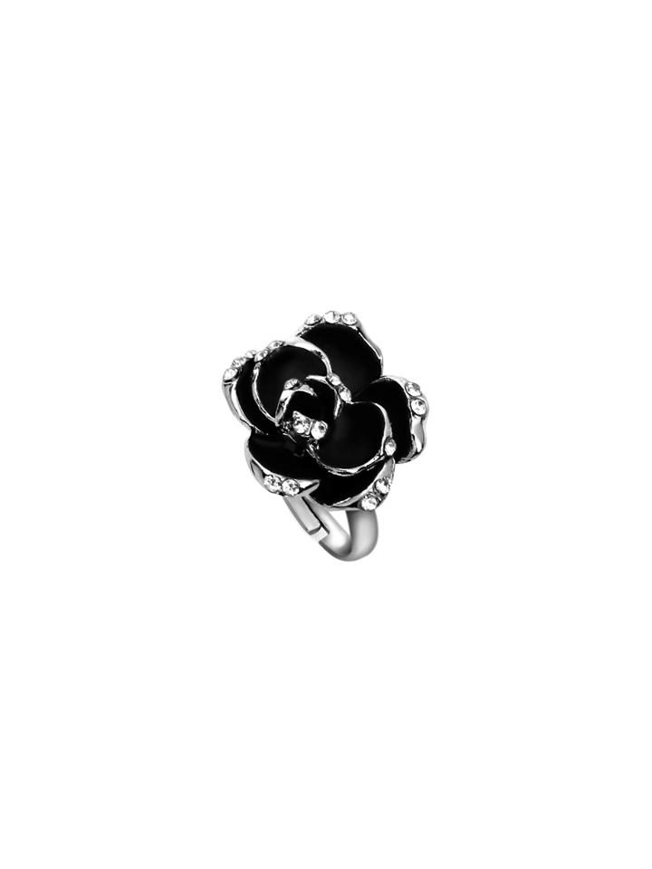 Shein Silver Enamel Rose Ring