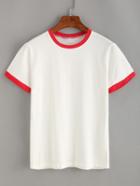 Shein Contrast Trim White T-shirt