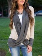 Shein Colour-block Cross Front Slim Coat
