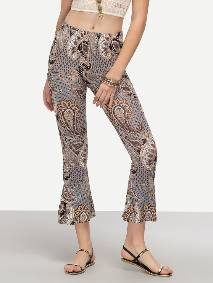 Shein Multicolor Tribal Print Flare Trousers