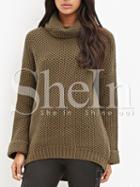 Shein Khaki Long Sleeve Turtleneck Sweater