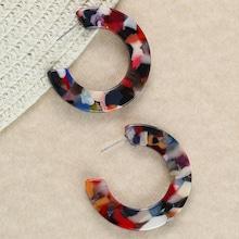 Shein Acetate Multi Colored Partial Hoop Earrings
