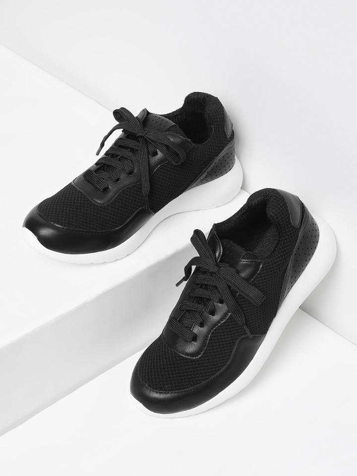 Shein Lace Up Net Surface Sneakers