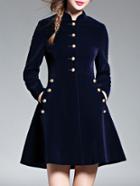 Shein Navy Velvet Pockets A-line Dress