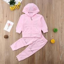 Shein Girls Solid Hooded Outwear With Pants