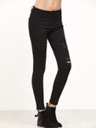 Shein Black Ripped Detail Slim Pants