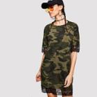 Shein Camouflage Contrast Lace Dress