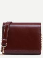 Shein Burgundy Faux Leather Trapezoid Flap Bag