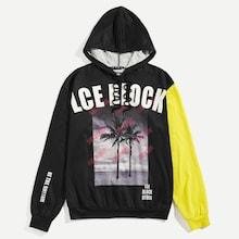 Shein Men Graphic Print Color Block Sweatshirt
