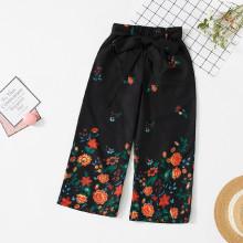Shein Girls Flower Print Palazzo Pants