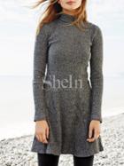 Shein Grey High Neck Plain Sweater Dress