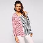 Shein Gingham Asymmetrical Neck Drop Shoulder Shirt
