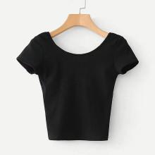 Shein U Back Crop Tee