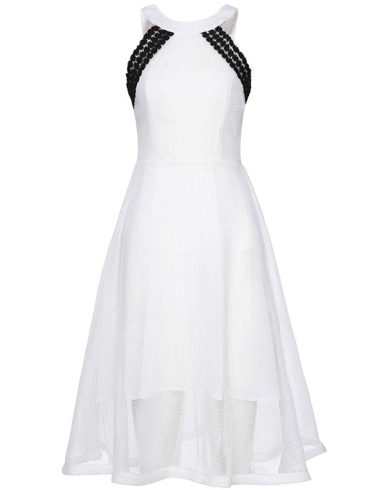 Shein Halter Backless Contrast Crochet Mesh Dress