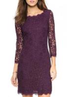 Rosewe Hot Sale Three Quarter Sleeve Purple Sheath Dress