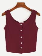 Shein Burgundy Button Front Ribbed Tank Top