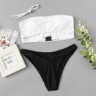 Shein Two Tone Cut-out Bikini Set
