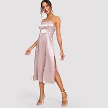 Shein Lace Up Solid Cami Dress