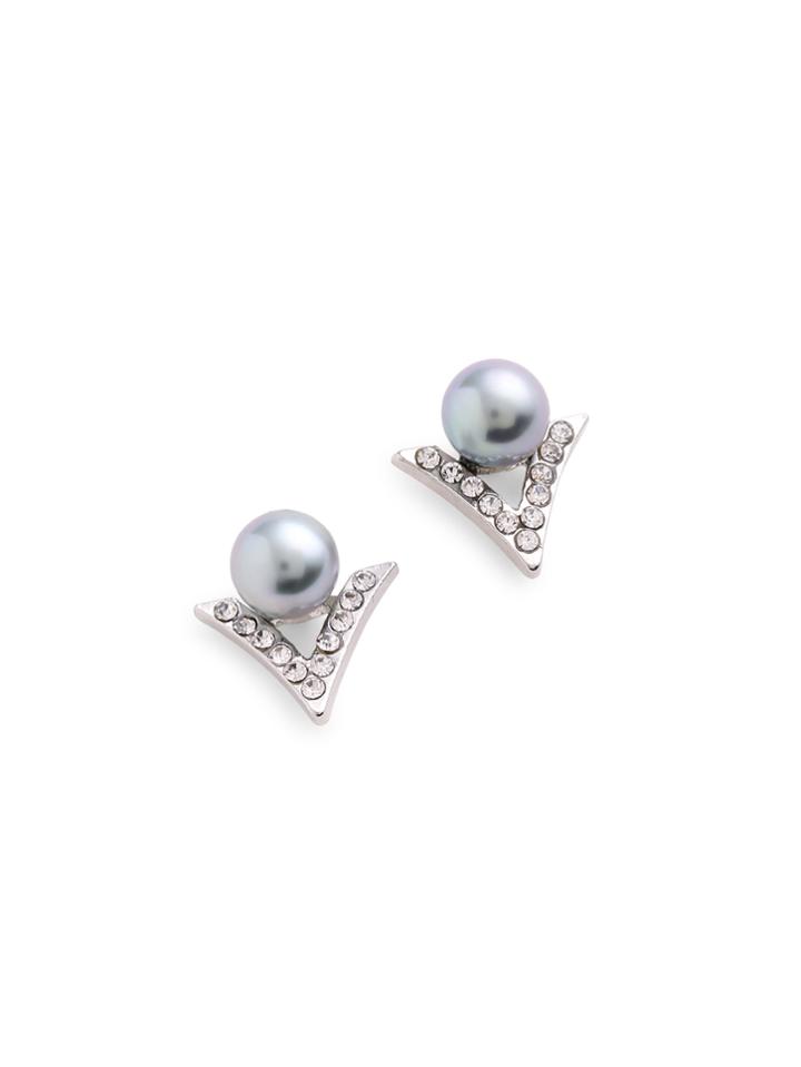 Shein Faux Pearl Detail Geometric Stud Earrings