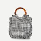 Shein Houndstooth Pattern Satchel Bag With Ring Handle