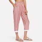 Shein Contrast Hem Vertical-stripe Carrot Pants