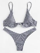 Shein Gingham High Leg Bikini Set