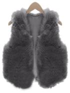 Shein Women Grey Faux Fur Vest